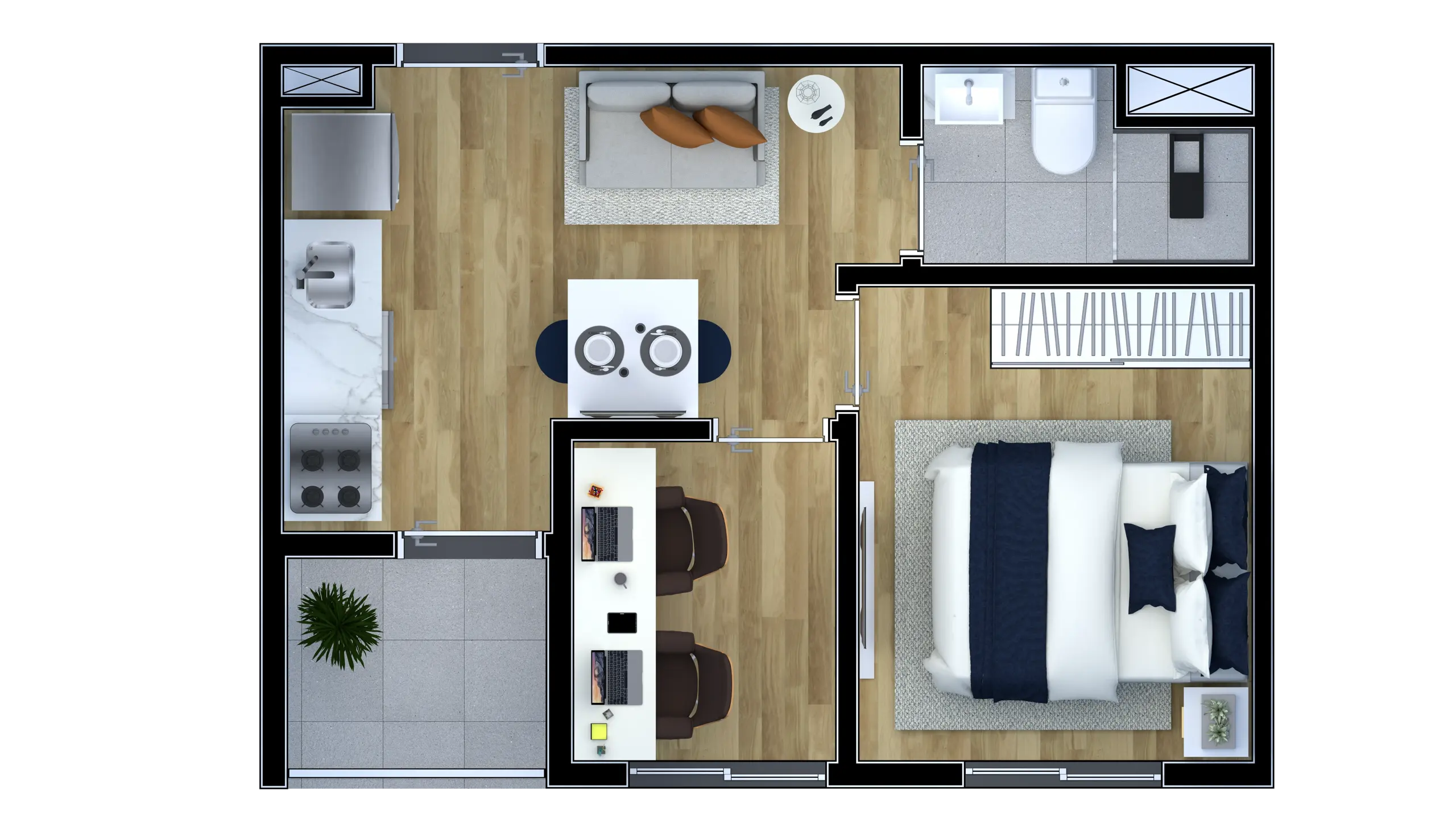 Planta 1 Dorm. + Office